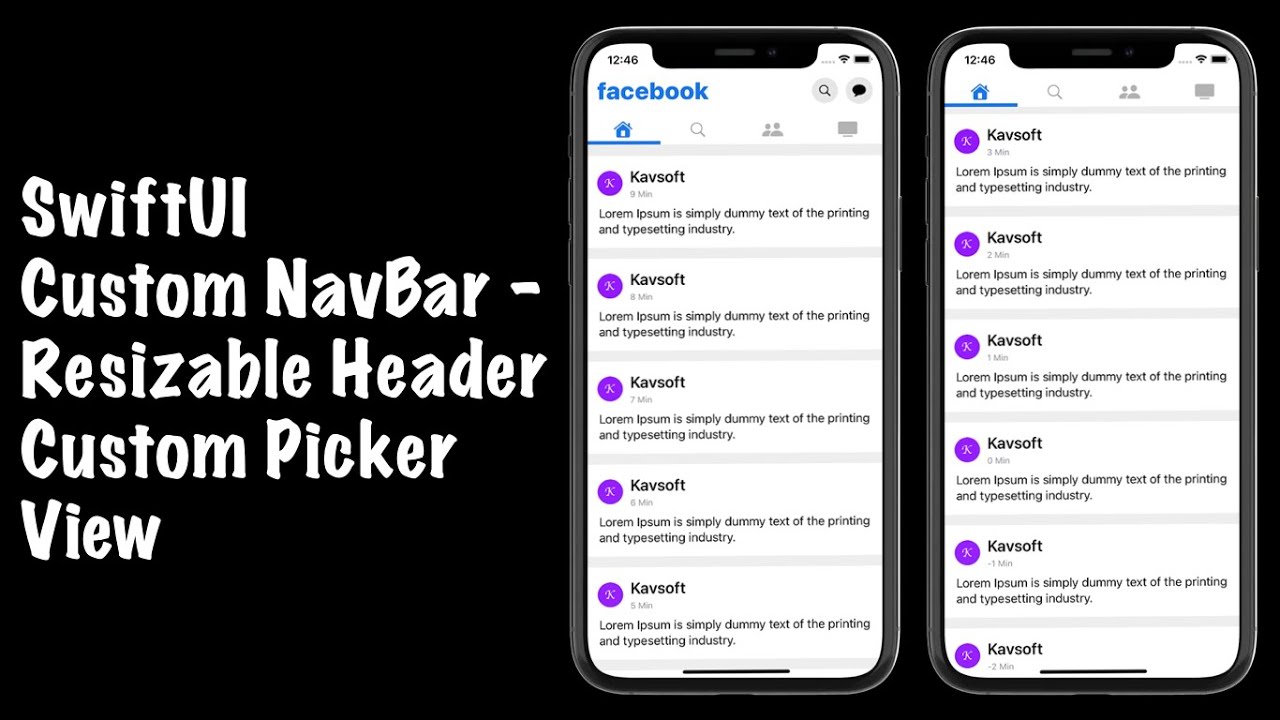 SwiftUI Custom NavBar | Resizable App Bar | Custom Tabbed Picker