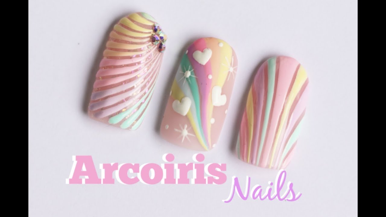 Descubrir 65+ imagen uñas de arcoiris pastel