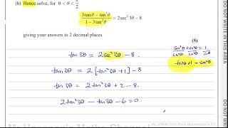 WMA13/01, (Edexcel), IAL, P3, June 2025, Q8, Trig Identities & Equations