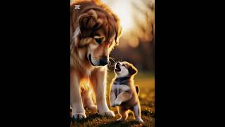 "GROK" puppy challenging his dad. #ai #veo3 #viral #pets #puppy #foryou #belgium #fyp #fy