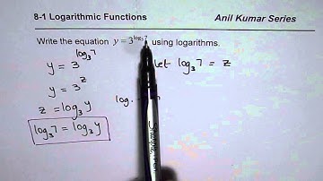 Write Exponential Logarithm Equation in Logarithmic Form