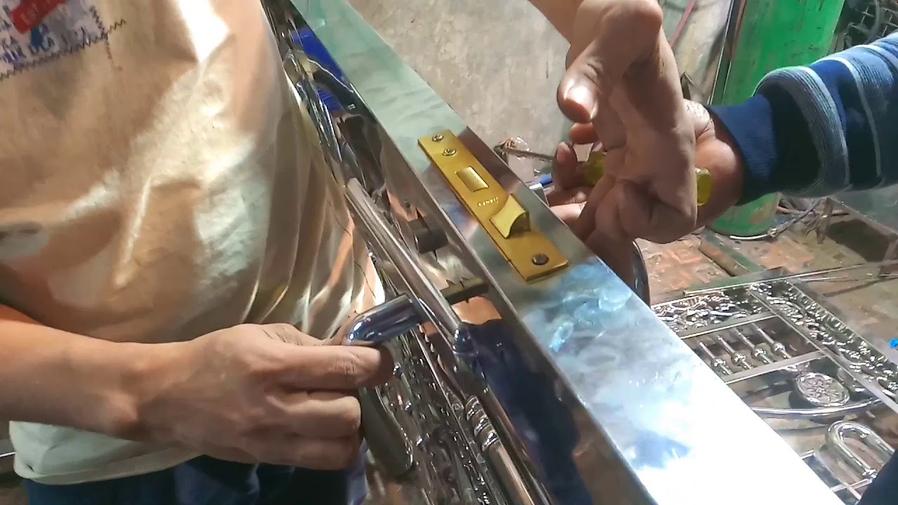 Stainless steel door lock installation !!! How to make automatic door lock at home !!! door lock