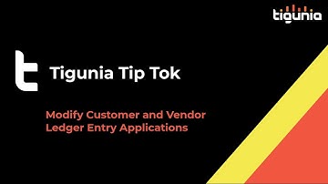 Modify Customer and Vendor Ledger Entry Applications - Tigunia TipTok