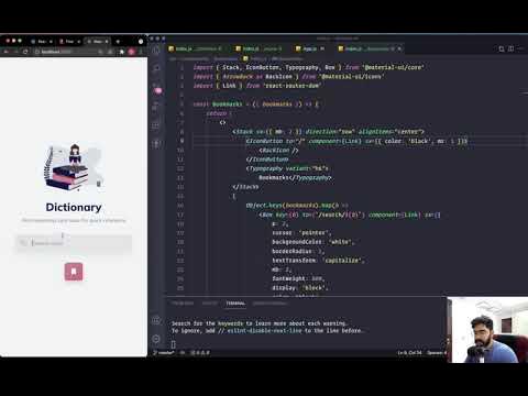 Dictionary Part 12 | React App | Bookmarks and Responsiveness - YouTube