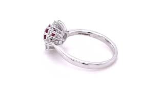 Round 0.70ct Ruby 0.60ct Diamond Cluster Ring 18k White Gold