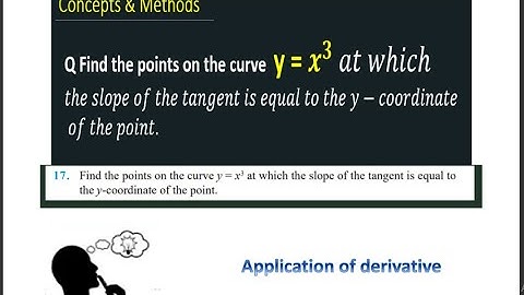 Find the points on the curve  y = x^3 at which the slope of the tangent is equal to the y−...