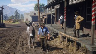 Arthurs ride, but hes on a donkey in valintine