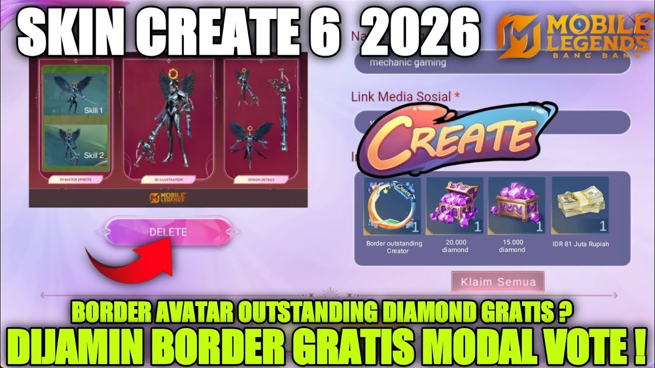 SKIN CREATE6!! Border Outstanding Creator Diamond 2025 | Skin Design Contest Zilong Create MLBB 2026