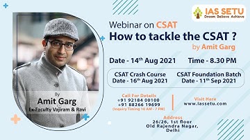 Webinar on CSAT Strategy By Amit Garg (Ex-Vajiram and Ravi)