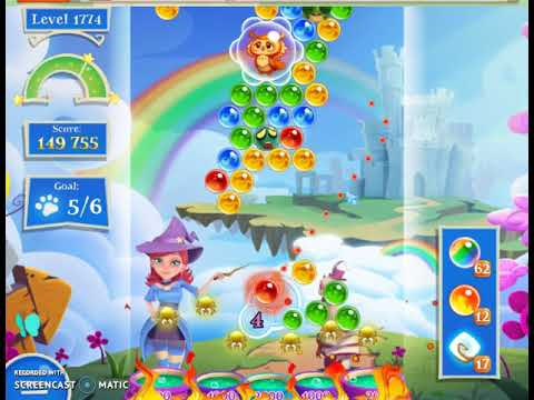 Bubble Witch 2 Saga Level 1774 with no booster & 2 bubbles left (Hardly a Hard Level)