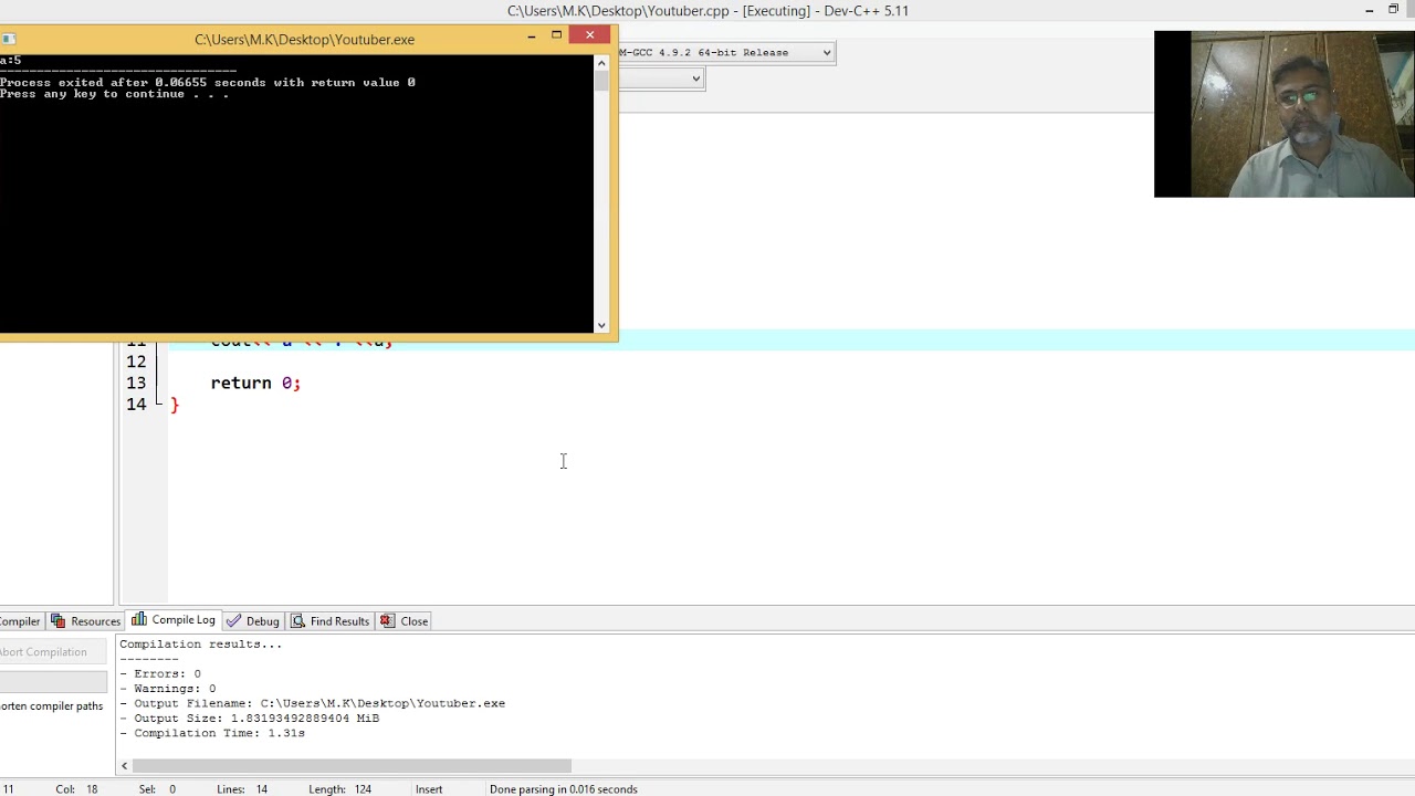 C++ Tutorial Lesson 2 | Variables and dataype (integer) Program in DEV ...