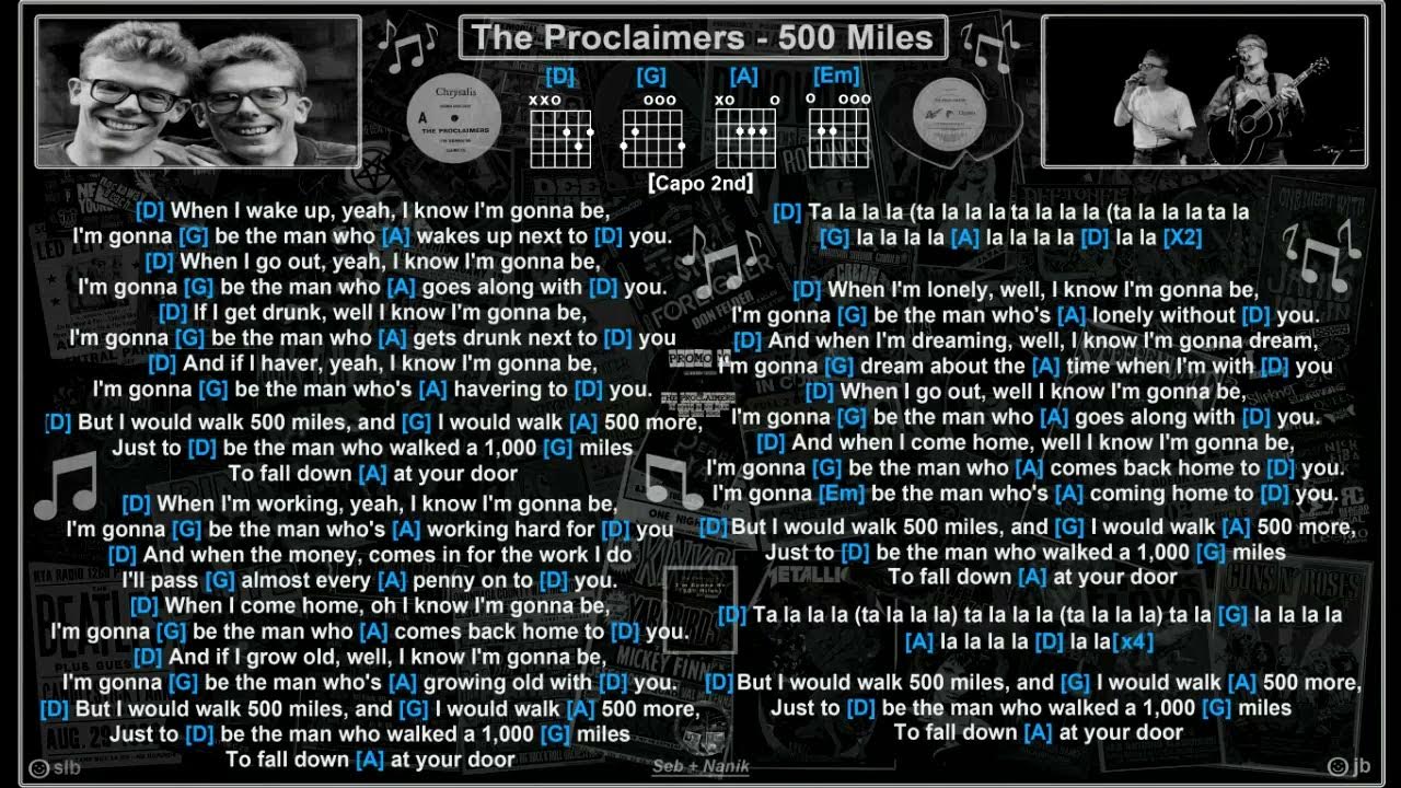 The Proclaimers 500 Miles [Vocals] [Jam Track] [Guitar Chords & Lyrics] YouTube