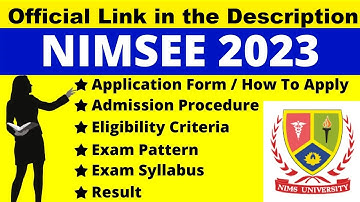 NIMSEE 2023 Full Details: Notification, Application (Out), Syllabus, Pattern Eligibility, Admit Card