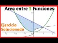 ✔️♦️Área entre 3 funciones, área entre 3 curvas, ejemplo 2