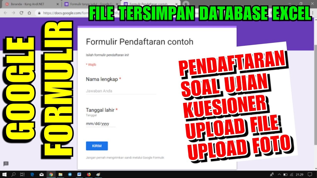 Cara membuat Google Formulir Pendaftaran, Kuesioner dan Ujian Online