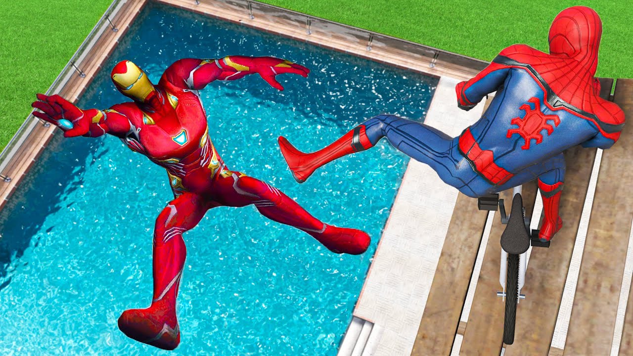 GTA 5 Water Ragdolls Spiderman vs Iron Man Jumps/Fails Ep.2 (Funny Moments)