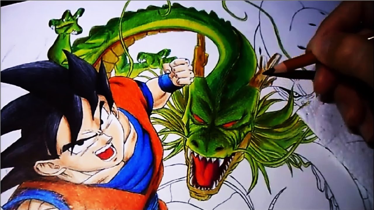 Dragon Ball Manga Drawing Colored Pencils And Black Ink Pen