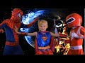Spider-Man vs Red Ranger AWESOME BATTLE! & Handstand Race?