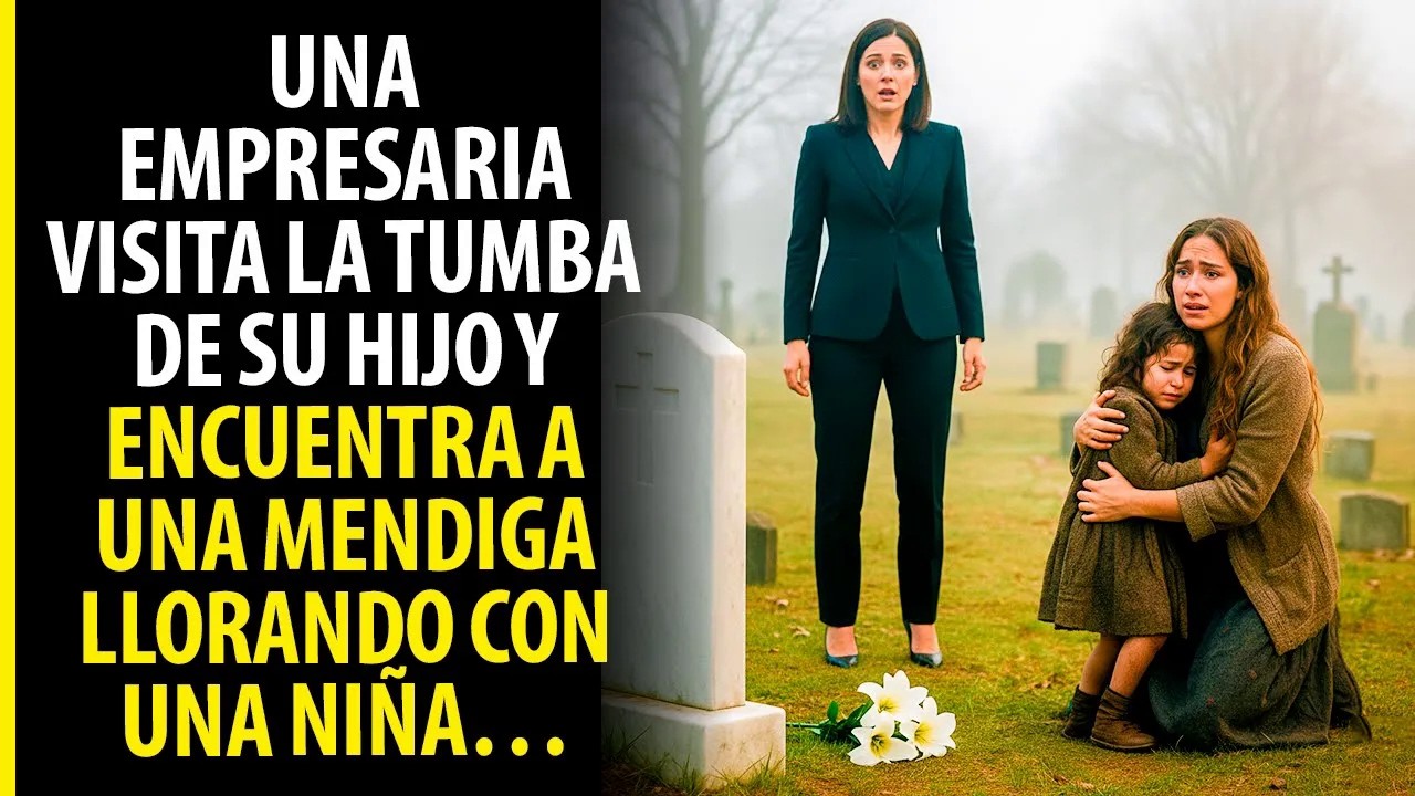 UNA EMPRESARIA VISITA LA TUMBA DE SU HIJO Y ENCUENTRA A UNA MENDIGA LLORANDO CON UNA NIÑA… es s