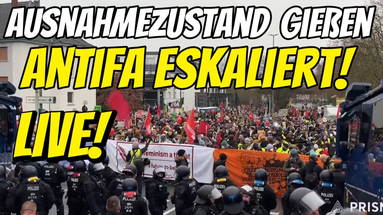 LIVE ❗️ Gießen AUSNAHMEZUSTAND es Eskaliert! 😱 Linke Antifa DGB Demo & AfD Jugend 29.11.2025