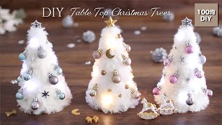 【100均DIY】ダイソー、セリアの材料で光るクリスマスツリー。ふわふわ可愛いミニツリーの作り方。Table Top Christmas Tree