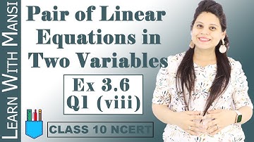 Class 10 Maths | Chapter 3 | Exercise 3.6 Q1 viii | Pair Of Linear Equations in Two Variables