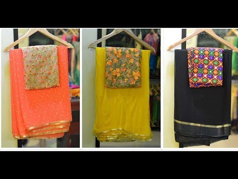 Exclusive Different Color Plain Sarees with Trendy Designer Blouse