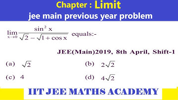 LIMIT JEE MAIN 2019 8 APRIL SHIFT 1 BY RS SIR | LIMIT JEE MAIN PREVIOUS YEAR SOLUTION