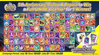 FREE License & Holowear as Special Gift Login 5th Anniversary Event - Pokémon Unite