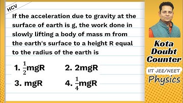 HCV: If the acceleration due to gravity at the surface of earth is g the work done in slowly lifting