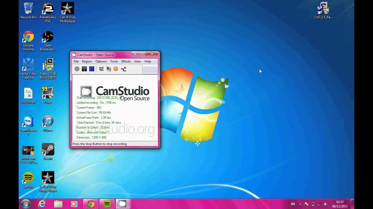 Microsoft windows operating system exe. Camstudio.