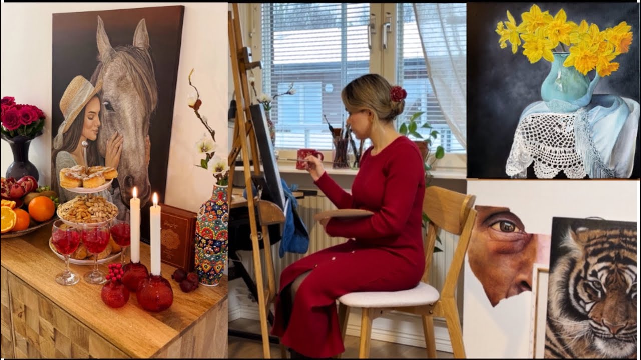 Winter Calm 🌨️ A Day of Painting in My Cozy Studio 🎨🖼️