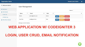 Simple User Login, User CRUD, Email Notification with Codeigniter 3