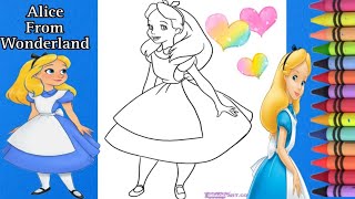 Coloring Beautiful Disney princess Alice in wonderland, coloring page/coloring book