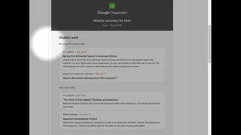 How the Google Classroom Guardian Summaries look and work