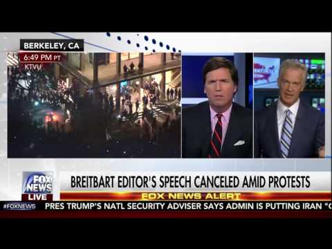 Tucker Carlson covers UC Berkley protests; Interviews Milo Yiannopoulos