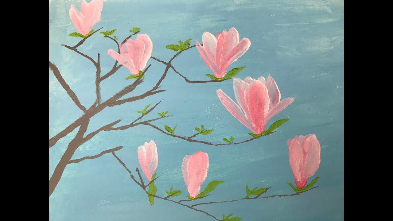 Painting Magnolia Flowers using Acrylics Easy Step by Step YouTube