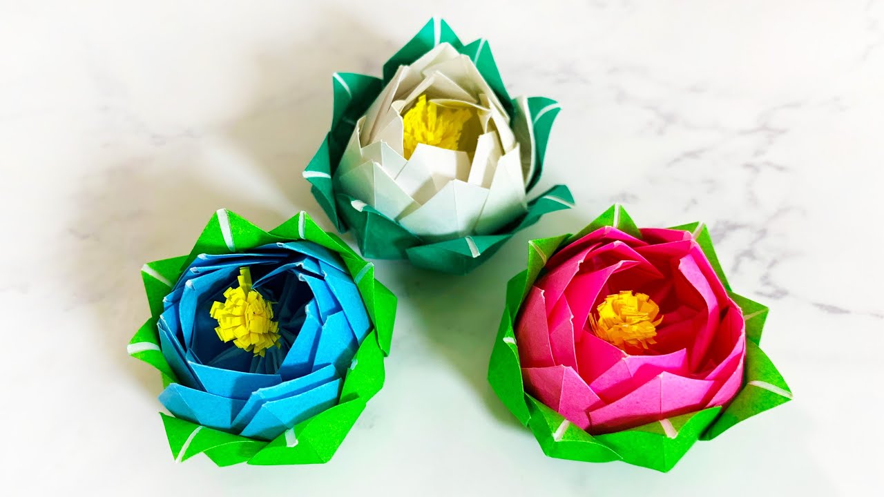 簡単折り紙】蓮の花💐How to make Water lily flower #蓮#Lotus