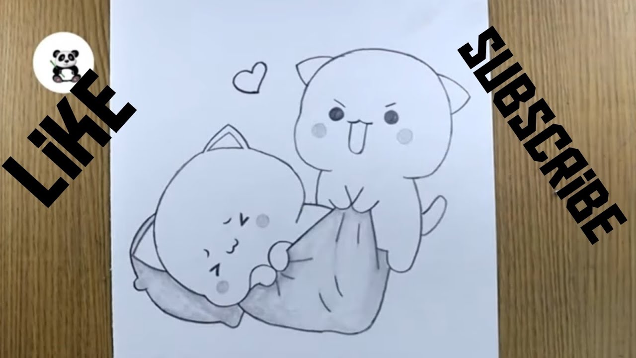 How to draw two cute bears. 
