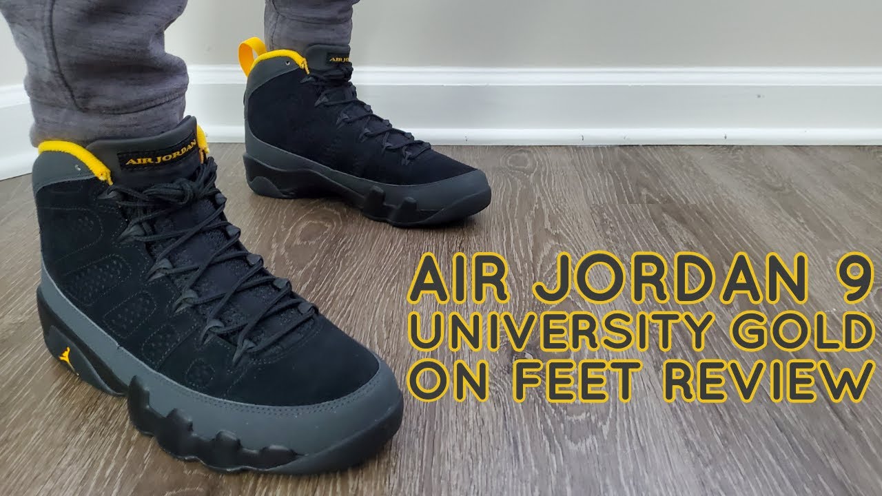 black and yellow jordan 9s