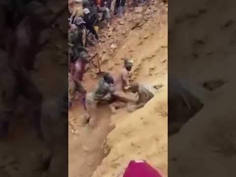 Incredible video shows men escape from collapsed gold mine #shorts