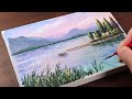 Calm Lake Landscape / Easy acrylic painting for beginners / PaintingTutorial / Painting ASMR