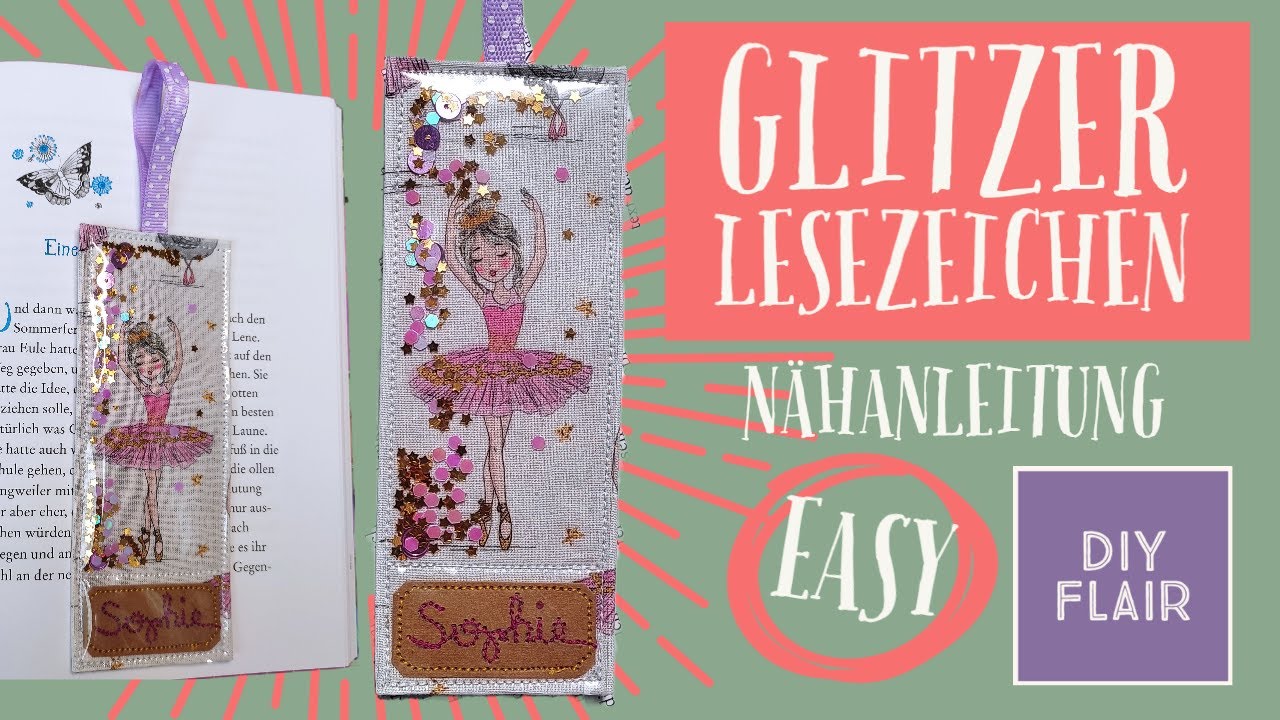 Glitzer Lesezeichen nähen / Stoffreste / Nähanfänger / Last Minute Geschenk / einfach / schnell