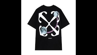 Off White 24SS new double moon arrow printed short sleeved T shirt Black 2 27