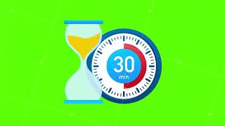 The 30 minutes, stopwatch icon. Stopwatch icon in flat style, timer on on color background. Motion