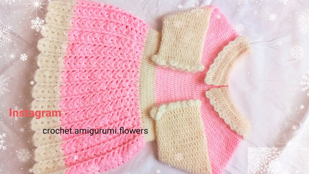 كروشيه فستان بناتي بغرزة الصدفة لكافة المقاسات سهل للمبتدئين How to make a crochet dress easily