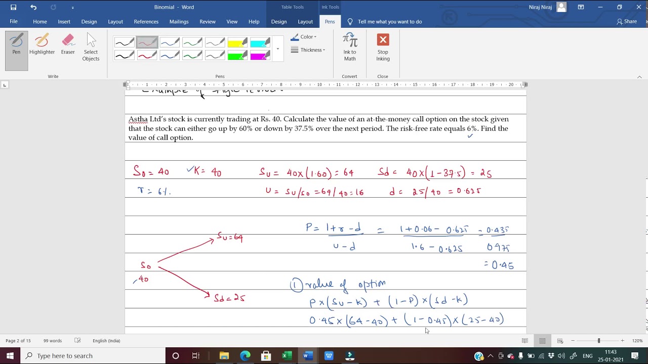 Option pricing model - BINOMIAL - YouTube