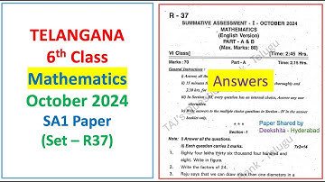 6th class SA1 Maths 2024 - 2025 exam question paper Mathematics with key Telangana TG TS Set R37