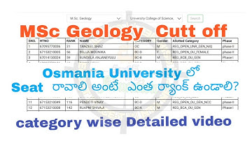 MSC Geology CPGET CUTT OFF DETAILED VIDEO LIST OSMANIA UNIVERSITY లో Seat రావాలి అంటే ఎంత ర్యాంక్