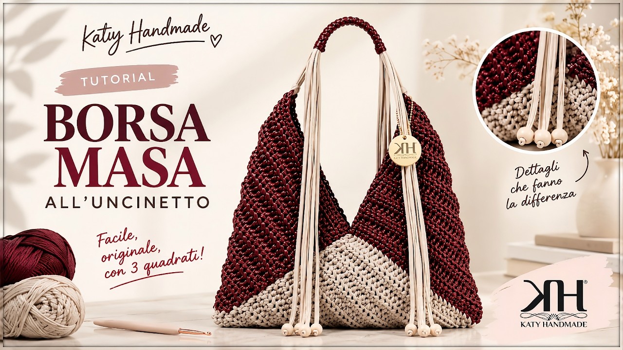 Borsa Masa all’uncinetto: il pattern facile da realizzare con 3 quadrati